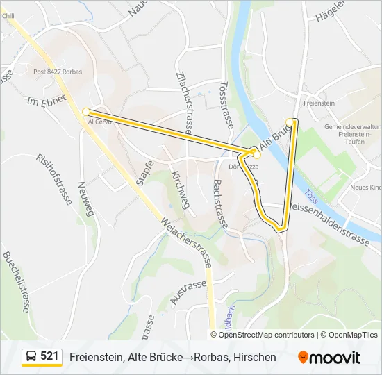 Plan de la ligne 521 de bus
