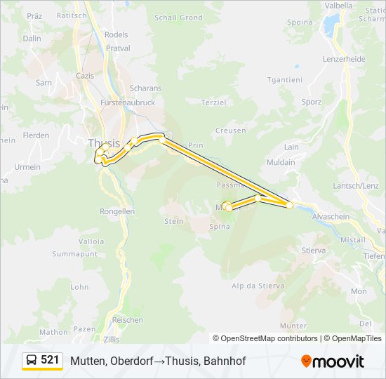 Plan de la ligne 521 de bus