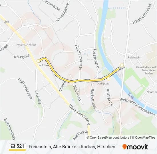 Plan de la ligne 521 de bus