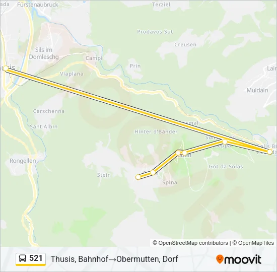 Plan de la ligne 521 de bus