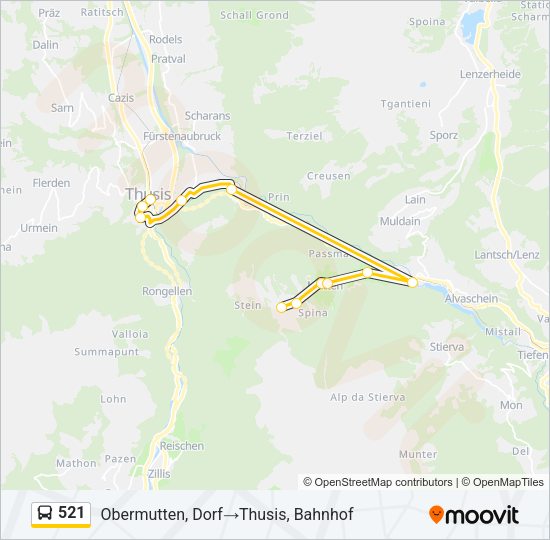 521 Bus Line Map