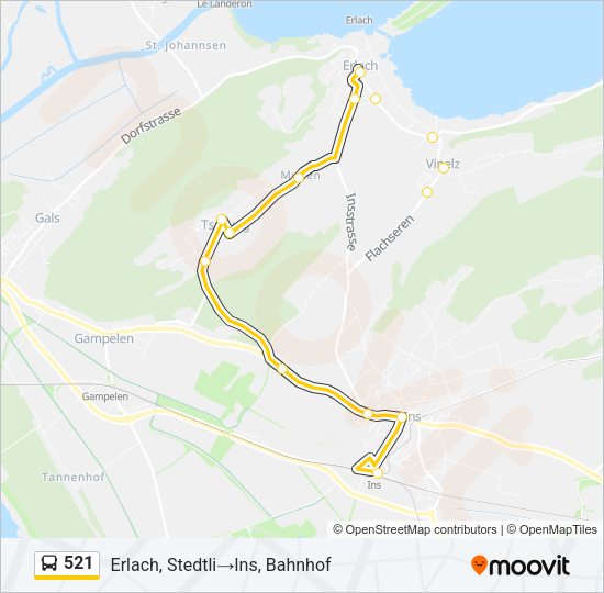 521 Bus Line Map