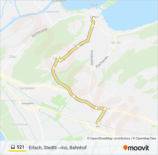 Plan de la ligne 521 de bus