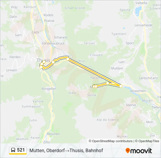 Plan de la ligne 521 de bus