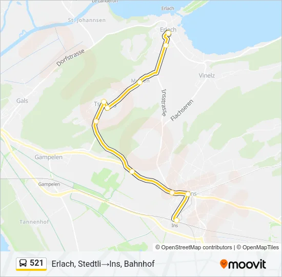 521 Bus Line Map