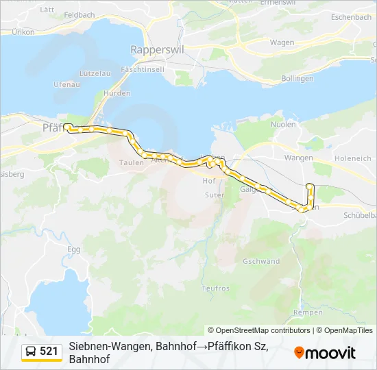 Plan de la ligne 521 de bus