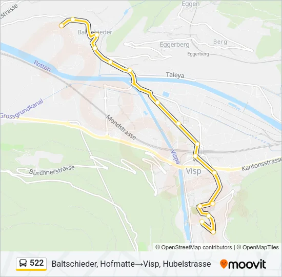 Plan de la ligne 522 de bus
