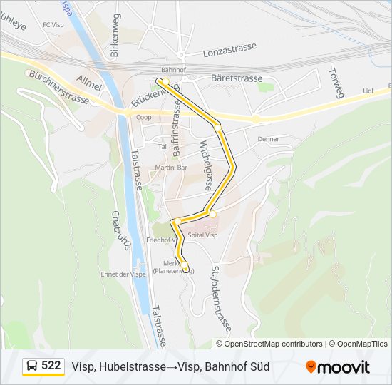 522 Bus Line Map