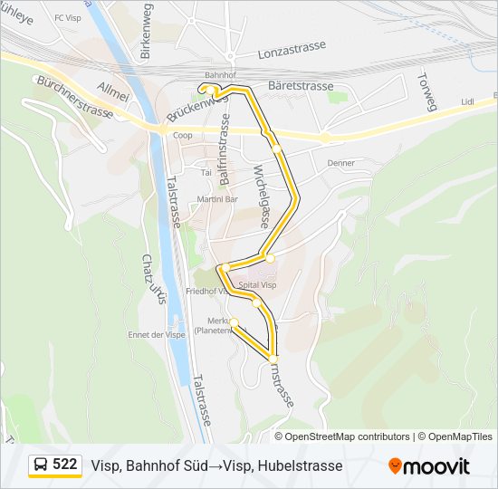 522 Bus Line Map