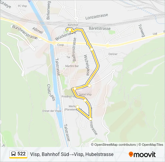 522 Bus Line Map