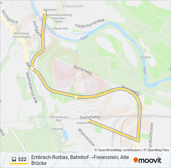 522 Bus Line Map