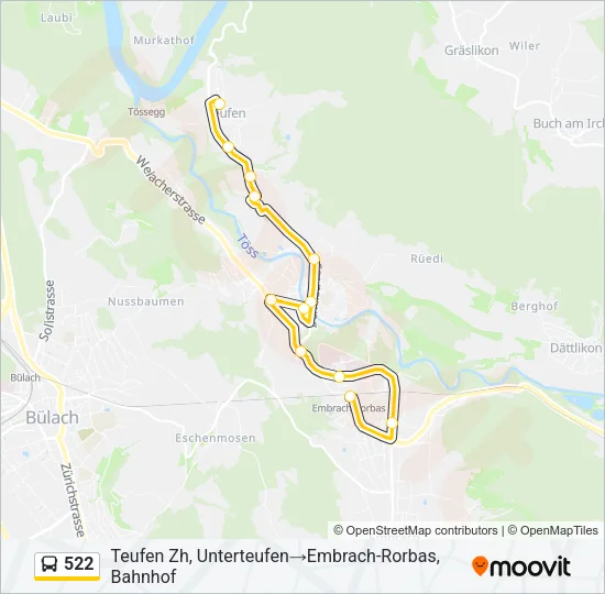522 Bus Line Map