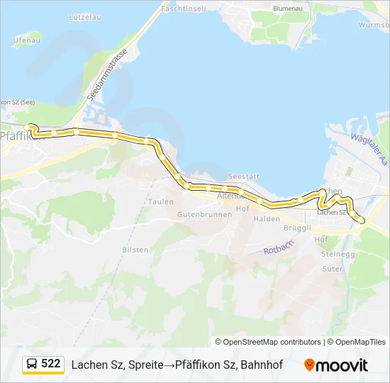 Plan de la ligne 522 de bus