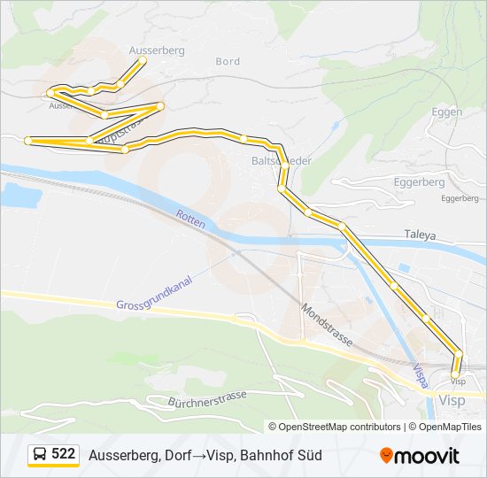 Plan de la ligne 522 de bus