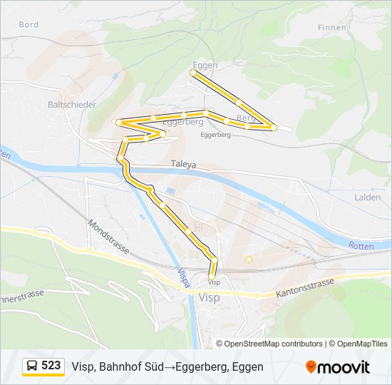 Plan de la ligne 523 de bus