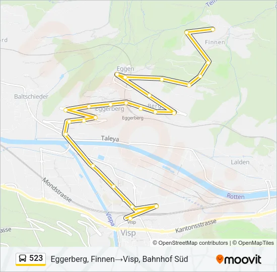 Plan de la ligne 523 de bus