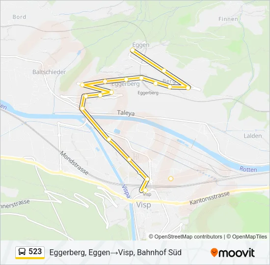 Plan de la ligne 523 de bus