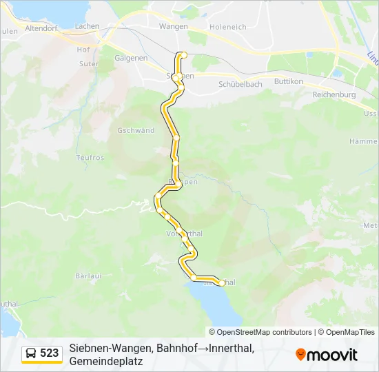 Plan de la ligne 523 de bus