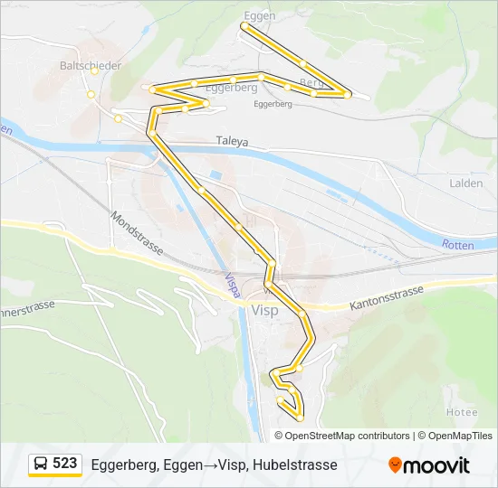 Plan de la ligne 523 de bus