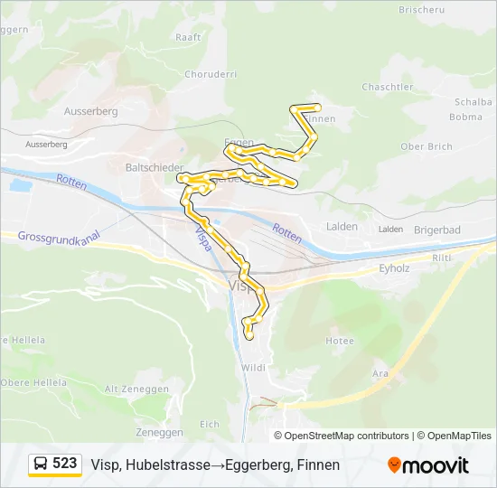 Plan de la ligne 523 de bus