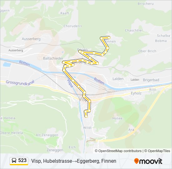 Plan de la ligne 523 de bus