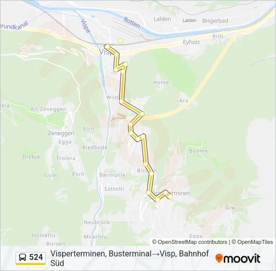 524 Bus Line Map