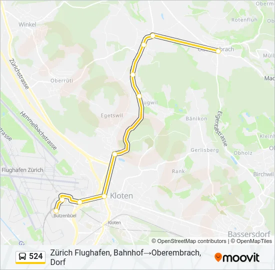 524 Bus Line Map