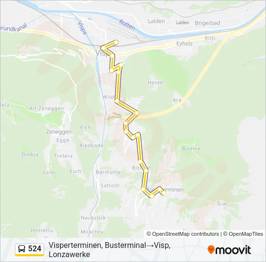 524 Bus Line Map