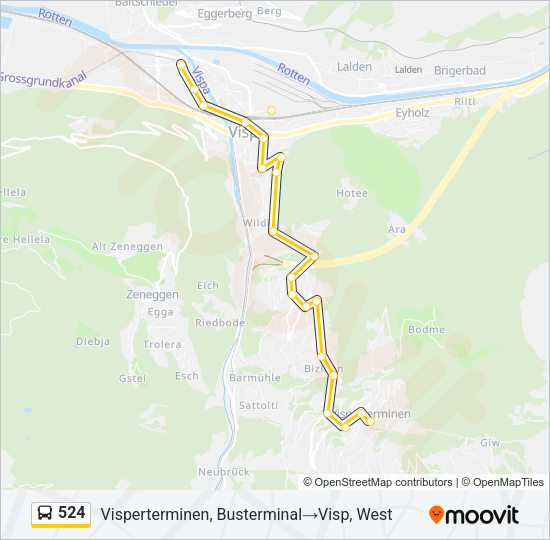 524 Bus Line Map