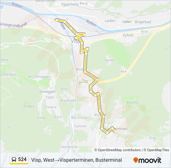 524 Bus Line Map