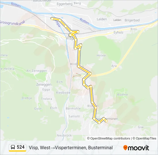524 Bus Line Map