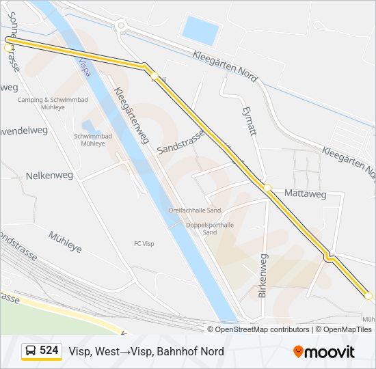 524 Bus Line Map