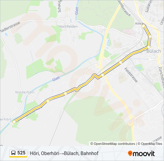 Plan de la ligne 525 de bus