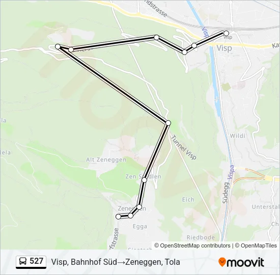 Plan de la ligne 527 de bus