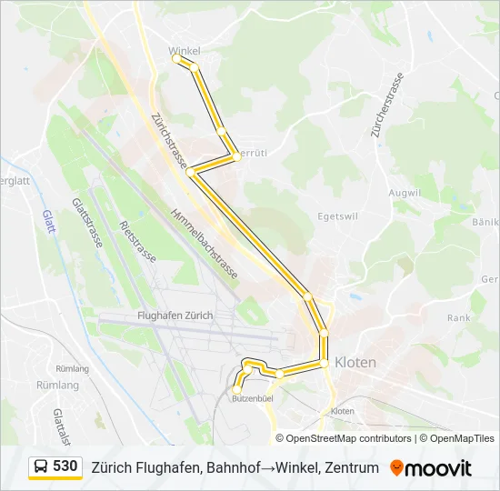 Plan de la ligne 530 de bus