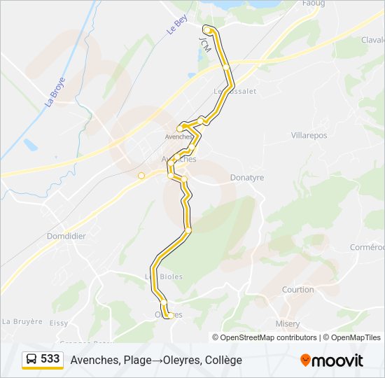 533 Bus Line Map