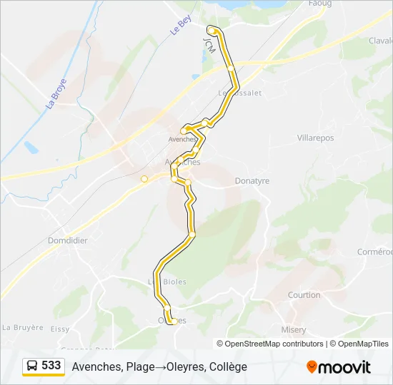 533 Bus Line Map