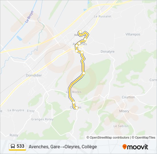 533 Bus Line Map