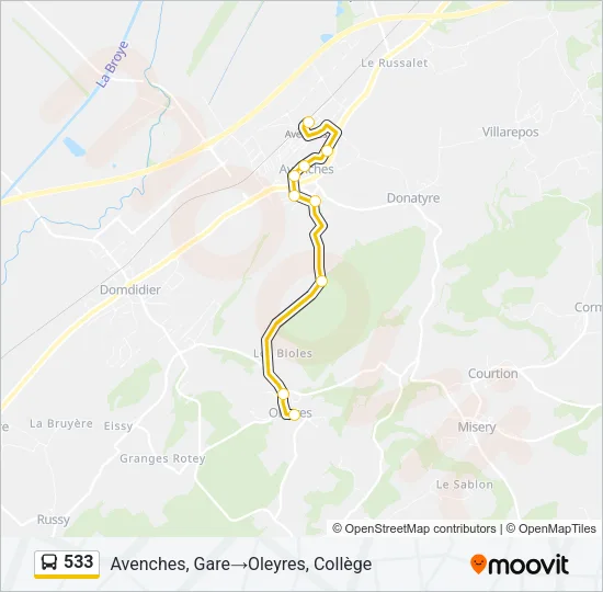 533 Bus Line Map