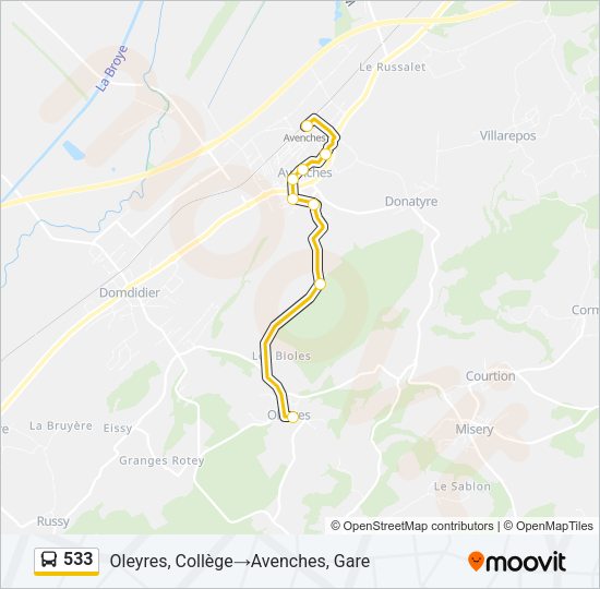 533 Bus Line Map