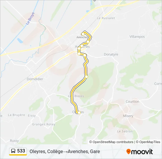 533 Bus Line Map
