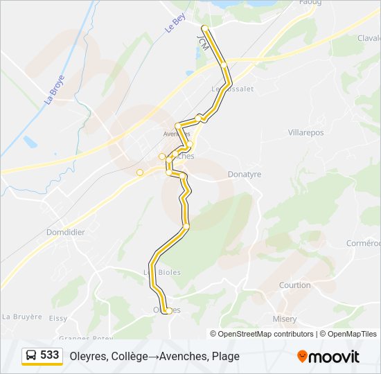 533 Bus Line Map