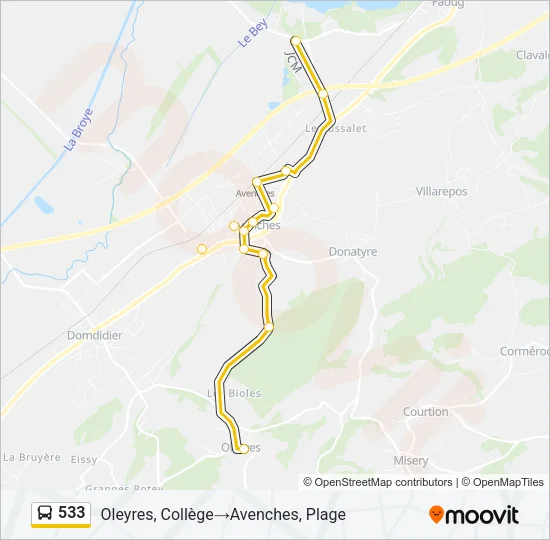 533 Bus Line Map