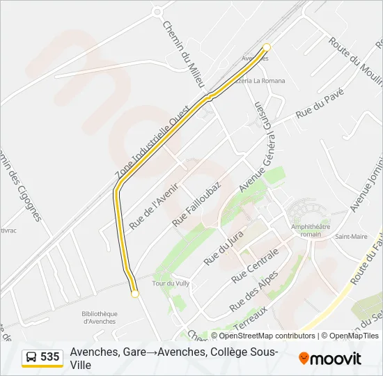 535 Bus Line Map