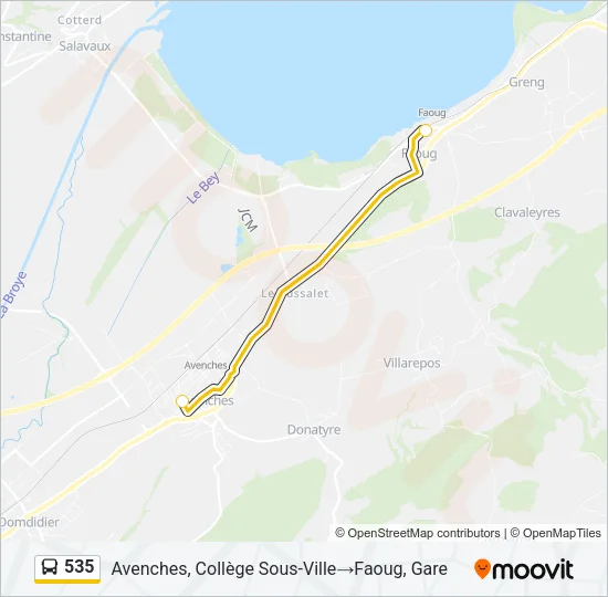 Plan de la ligne 535 de bus