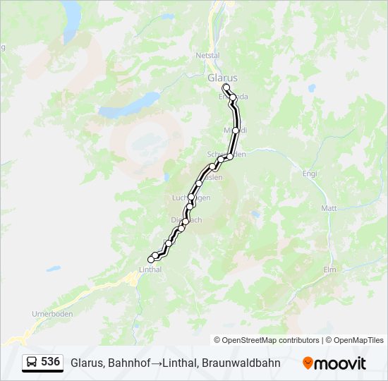 536 bus Line Map