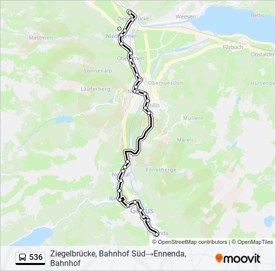 536 bus Line Map