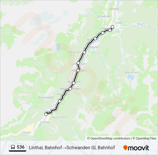 536 Bus Line Map