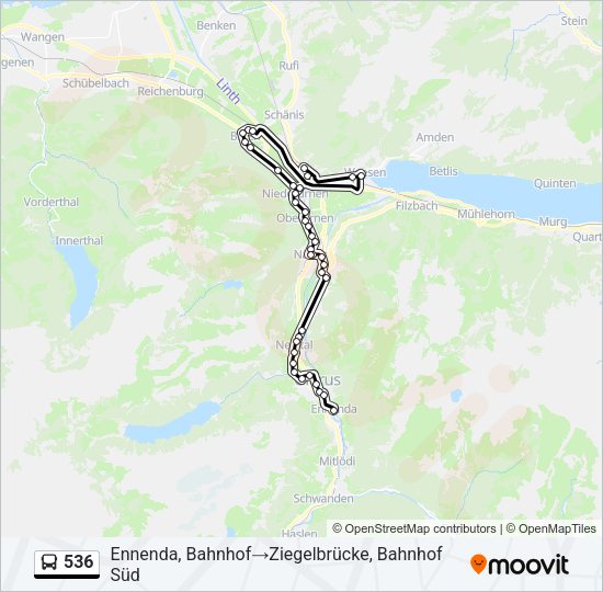 536 Bus Line Map