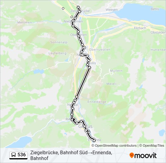 536 Bus Line Map